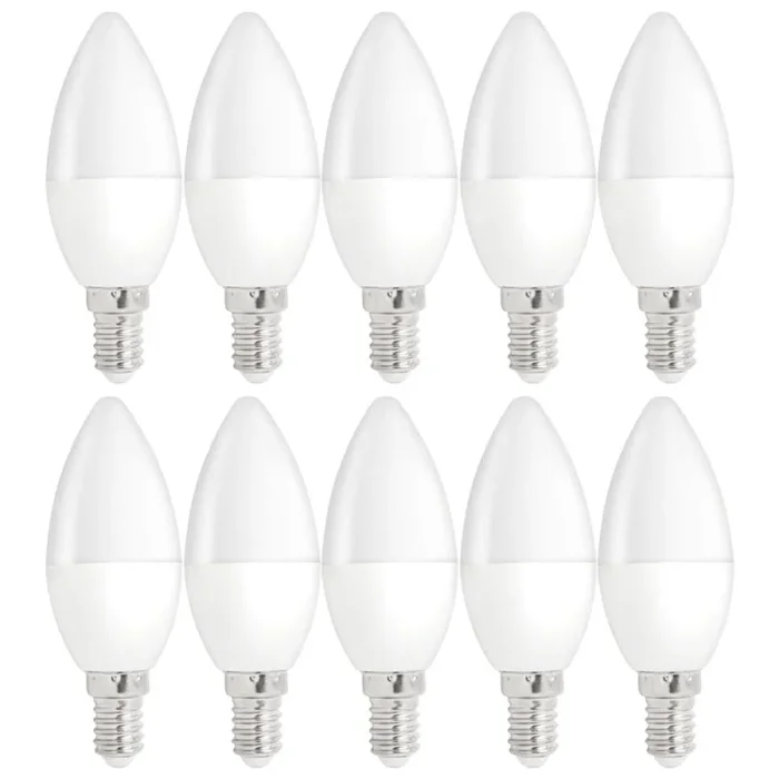 10 x LED Leuchtmittel Kerze 4W = 32W E14 matt 200° kaltweiß 6000K Tageslicht