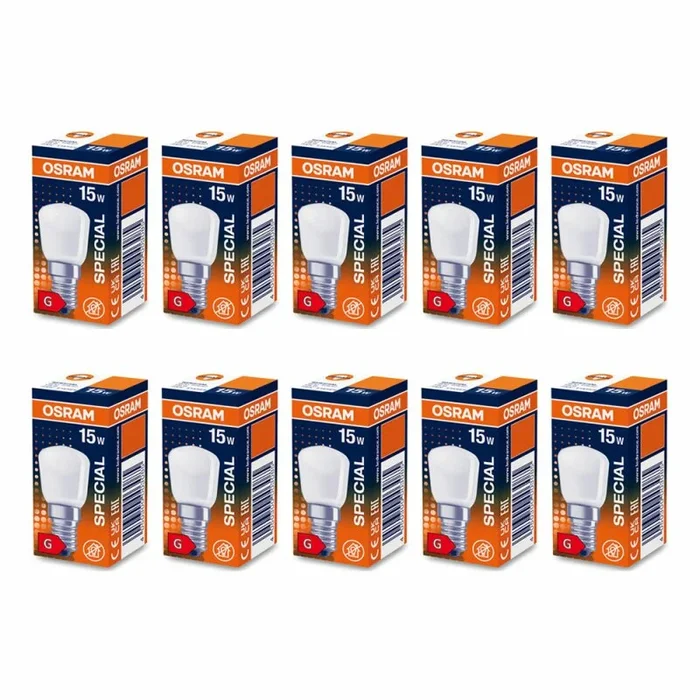 10 x Osram Glühbirne Röhre Special 15W E14 matt T26 Kühlschrank Nähmaschine