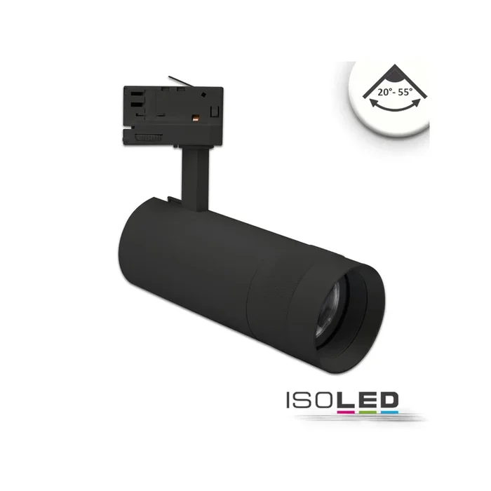 3-Phasen Schienen-Strahler fokussierbar, 24W, 20°-55°, schwarz matt, 4000K
