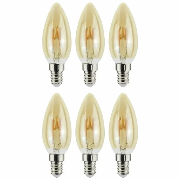 6 x LightMe LED Spiral Filament Kerze 2,3W = 14W E14 gold 125lm Vintage extra warmweiß 2000K 320°