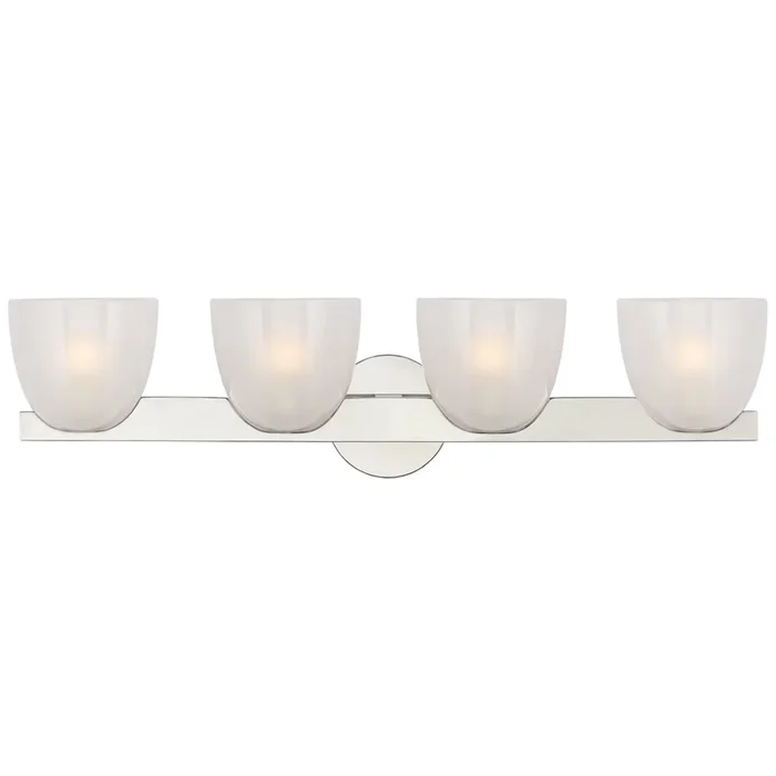 AERIN Carola 4-Light Bath Sconce in Polished Nickel with Frosted Glass Wall Light W30″ x H7.25″ARN 2493PN-FG