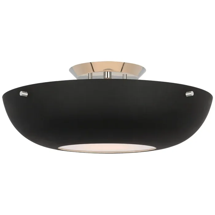 AERIN Valencia 16″ Flush Mount in Polished Nickel with Matte Black Ceiling Light W16.5″ x H6.25″ARN 4520PN-BLK