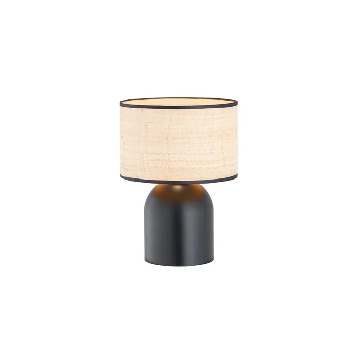 Aspen Tischleuchte Textilschirm schwarz/Rattan E27