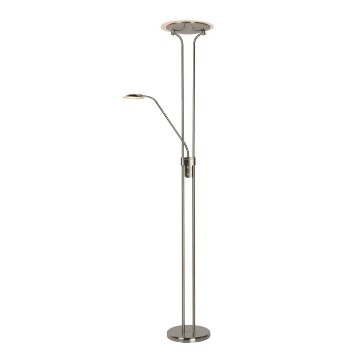 Champion Led Floor Lamp met leeslamp LED Dim. 3000K Chrome Matt