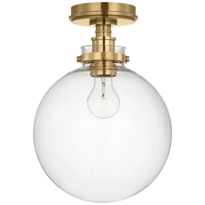 Chapman & Myers Parkington 10″ Globe Flush Mount in Antique-Burnished Brass with Clear Glass Ceiling Light W10″ x H14″CHC 4526AB-CG