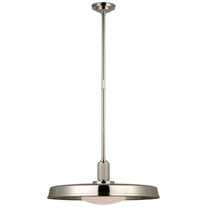 Chapman & Myers Ruhlmann 24″ Factory Pendant in Polished Nickel with White Glass Ceiling Light W24″CHC 5302PN-WG