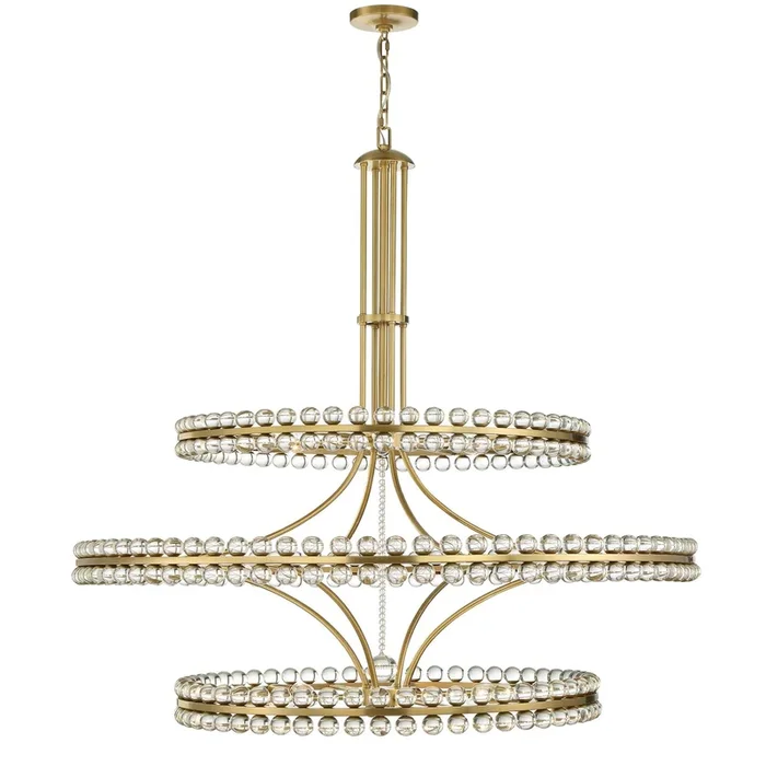 Clover 24 Light Aged Brass Chandelier Glass Ball 48″W x 52″H x 48″DCLO-8000-AG