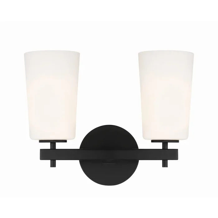 Colton 2 Light Black Sconce Glass 14.75″W x 11.75″H x 6″DCOL-102-BK