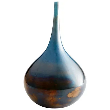 Cyan Vase in Iridescent Sunset – 09649