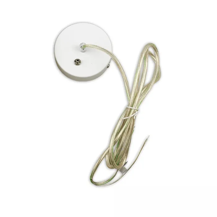 Deckenbaldachin, rund, mit 3-poliger Mantelleitung f�r Langfeldleuchte, 2m, wei�