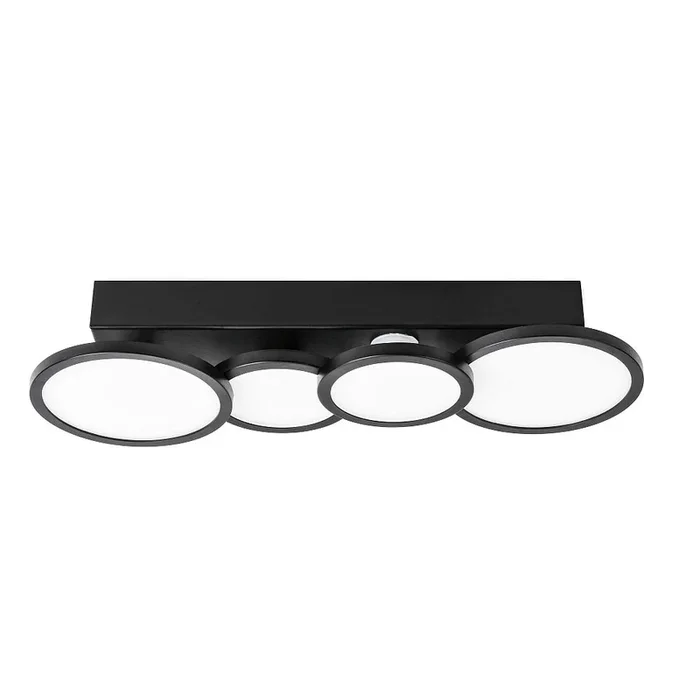 Deckenleuchte AQUA DISK-4, IP44, 4-flammig, inkl. 4x GU10 Diffusor, 32W 2700/4000K 2400lm 2000lm 110�, mattschwarz