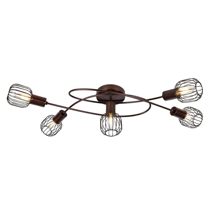Deckenleuchte Metall bronzefarben, Metallgitter, LxBxH:840x370x210, exkl. 5xE14 40W 230V