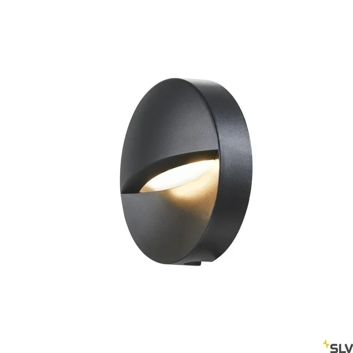 Downunder out, round wl outdoor led muur montagelamp, anthraciet, 3000k