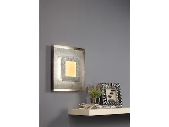 ECO-LIGHT Dimmbare LED Wandleuchte WINDOW im Blattsilber Design, Quadrat 32cm