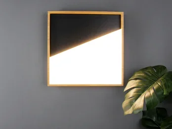 ECO-LIGHT LED Decken- und Wandleuchte VISTA flach & dimmbar in Schwarz-Holzoptik, 40x40cm