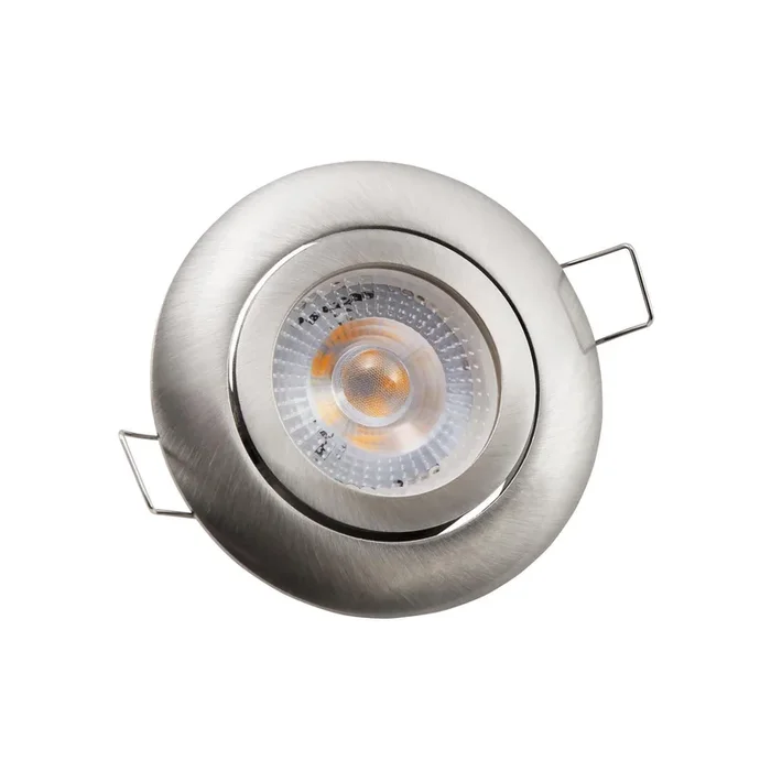 Einbauleuchte mit LED Modul “ECO-50“ 5W, 400 Lumen schwenkbar Ø80mm rund Edelstahl gebürstet 4000K