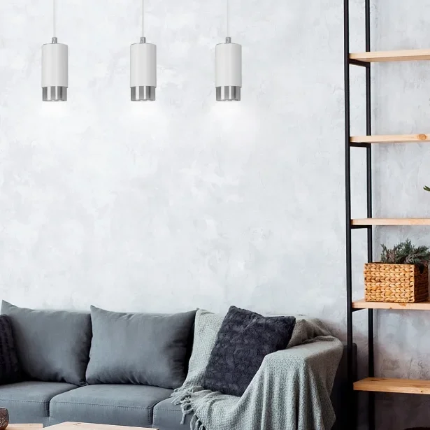 EMIBIG Hängelampe FUMIKO 3 GU10 45 cm 3-flammig 8W weiß/chrom – ohne Leuchtmittel