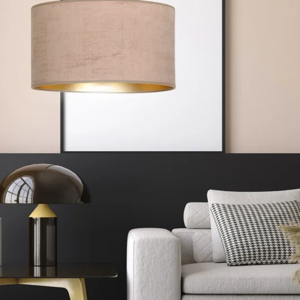 EMIBIG LED Hängelampe HILDE 1 Veloursstruktur höhenverstellbar E27 Ø 35 cm 15W rosa – ohne Leuchtmittel