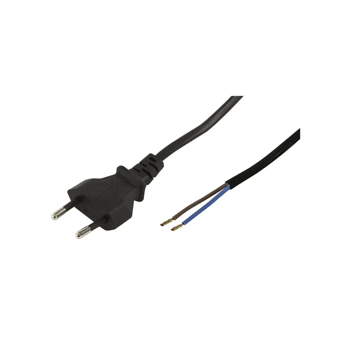 Euro-Netzkabel McPower mit blanken Enden Länge 1,5 m, 2×0,75 mm², schwarz