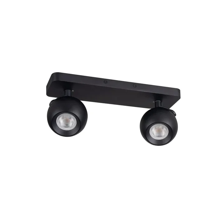 Galoba Retro Deckenspot 2-flammig schwarz rund