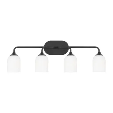 Generation Lighting Emile Four Light Vanity in Midnight Black – GLV1024EN3/MBK