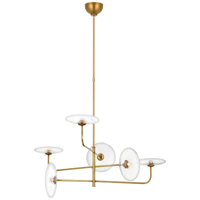 Ian K. Fowler Calvino Large Arched Chandelier in Hand-Rubbed Antique Brass with Clear Glass Ceiling Light W32.25″S 5692HAB-CG