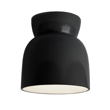 Justice Designs Radiance Collection One Light Flush-Mount in Gloss Black – CER-6190-BLK