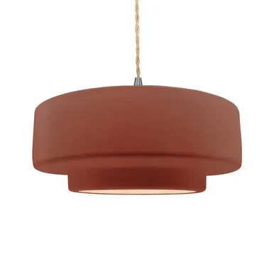 Justice Designs Radiance One Light Pendant in Canyon Clay – CER-6545-CLAY-NCKL-BEIG-TWST