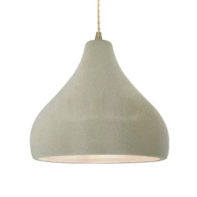 Justice Designs Radiance One Light Pendant in Celadon Green Crackle – CER-6565-CKC-ABRS-BEIG-TWST