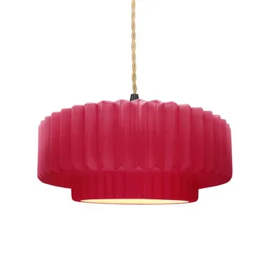 Justice Designs Radiance One Light Pendant in Cerise – CER-6553-CRSE-MBLK-BEIG-TWST