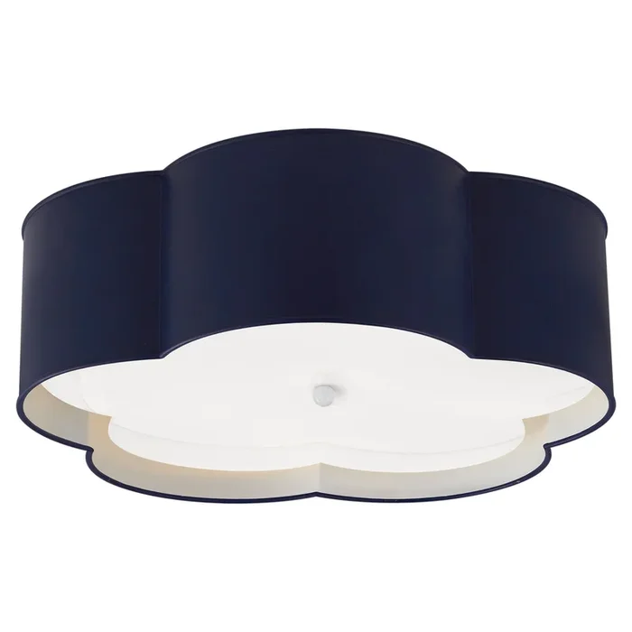 kate spade new york Bryce Large Flower Flush Mount in French Navy and White with Frosted Acrylic Ceiling Light W20″ x H7″KS 4118NVY/WHT-FA