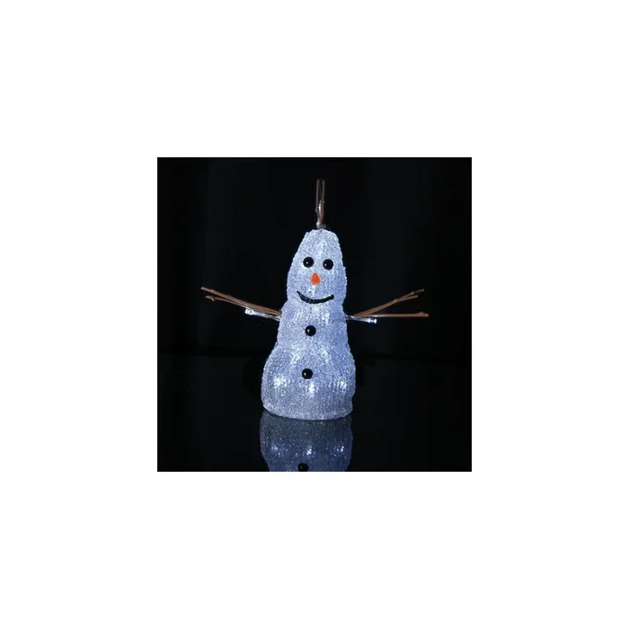 LED-Figur Crystal Snowman Schneemann weiß mit Zweigen