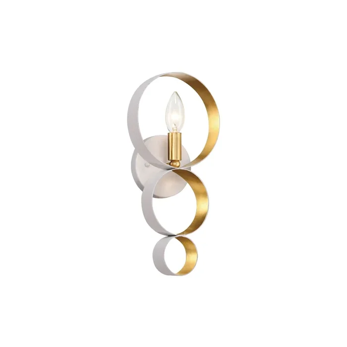 Luna 1 Light Matte White + Antique Gold Sphere Sconce 7″W x 14.75″H x 3.5″D581-MT-GA