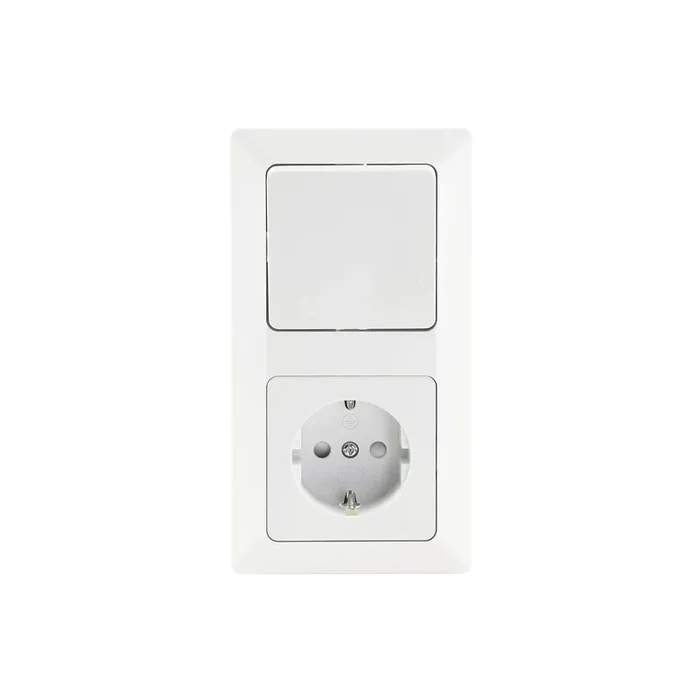 MILOS Set Steckdose + Schalter + Rahmen 250V~/ 16A, Steckanschluss, Matt-weiß