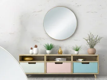 MIRRORS AND MORE Wandspiegel MILA mit Rahmen Gold – Metallspiegel Ø50cm