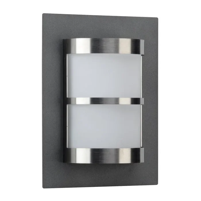 Moderne hoekwandlamp, roestvrij staal/antraciet E27