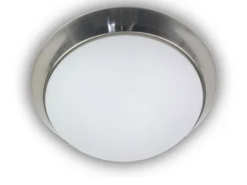 Niermann Deckenleuchte / Deckenschale, Opalglas matt, Dekorring Nickel matt, Ø 35cm