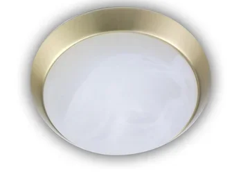 Niermann Deckenleuchte rund, Glas Alabaster, Dekorring Messing matt, Ø 40cm