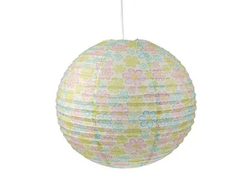 Niermann Kinder Papierlampe BLUMEN Motiv Lampenschirm Ø40cm mit Aufhängung & LED Licht