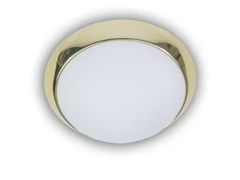 Niermann LED-Deckenleuchte rund, Opalglas matt, Dekorring Messing poliert, Ø 25cm