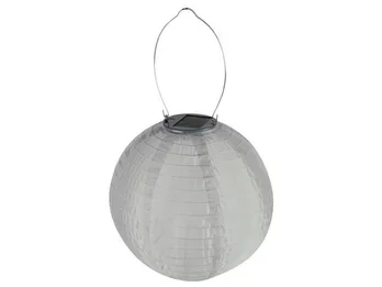Perel Weiße Solarlaterne Gartenlampion mit LED, Ø 25cm, Ein/Ausschalter, Wetterfest