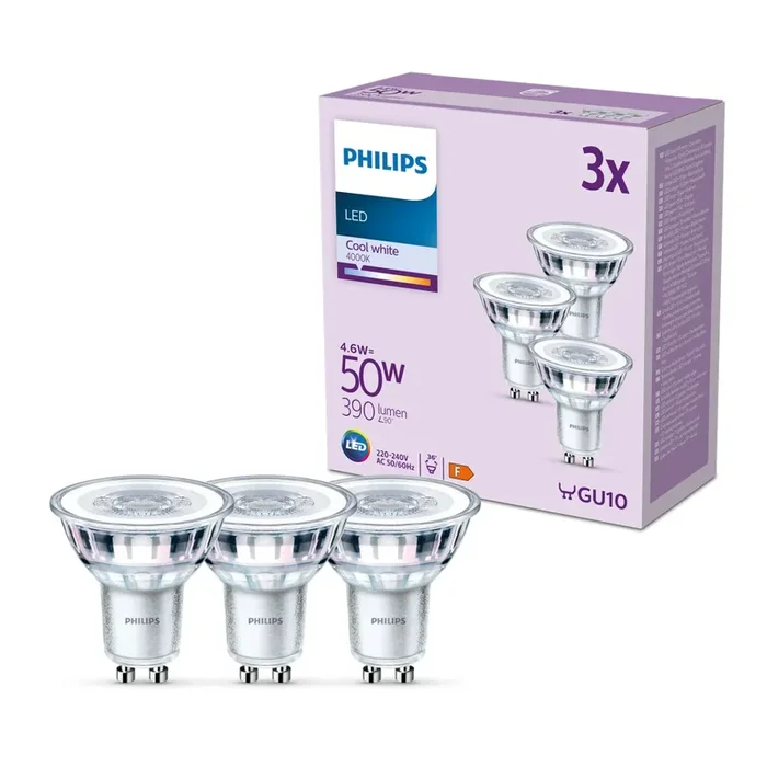 Philips Classic 3er Set LED GU10 4,6 Watt 4000 Kelvin 390 Lumen