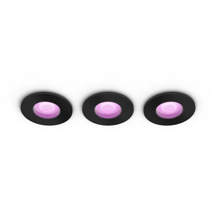 Philips Hue 3er Set Xamento Einbauleuchte LED Schwarz, 3-flammig, Farbwechsler