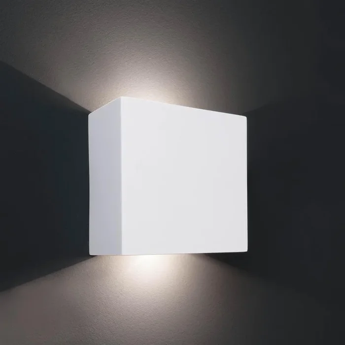 Quinta eckige Wandleuchte aus Gips Up&Downlight streichbare Gipslampe 6W LED