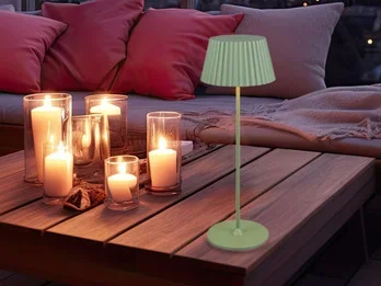 Reality Leuchten Akku LED Tischleuchte SUAREZ kabellos für Innen & Außen, Grün – Höhe 39cm