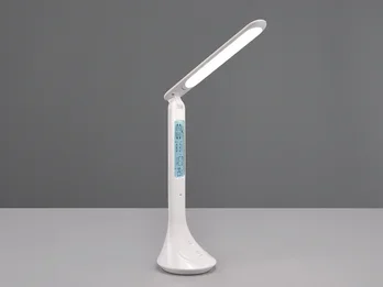 Reality Leuchten Akku Tischleuchte PATTY Info Panel per USB aufladbar Weiß dimmbar, Höhe 34cm