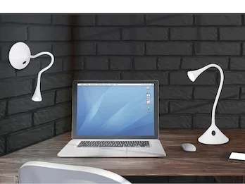 Reality Leuchten Flexible 2in1 LED Tischlampe & Wandlampe VIPER in Weiß, Schalter am Fuß