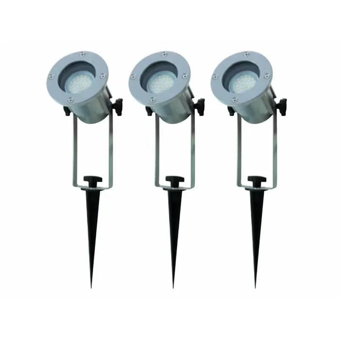 Ritos LED’s Garden 3 x LED Gartenspot mit Erdspieß 3 x 3W silber warmweiß 3000K
