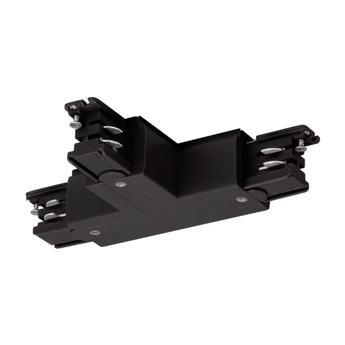 S-TRACK T-Verbinder, rechts, Erde innen, mit Einspeisemöglichkeit, PHASE, schwarz