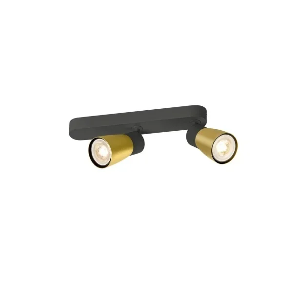 SLV LED Deckenlampe PURI 2.0 Dome asymmetrisch 2x 6W GU10 – schwarz/gold (ohne Leuchtmittel)